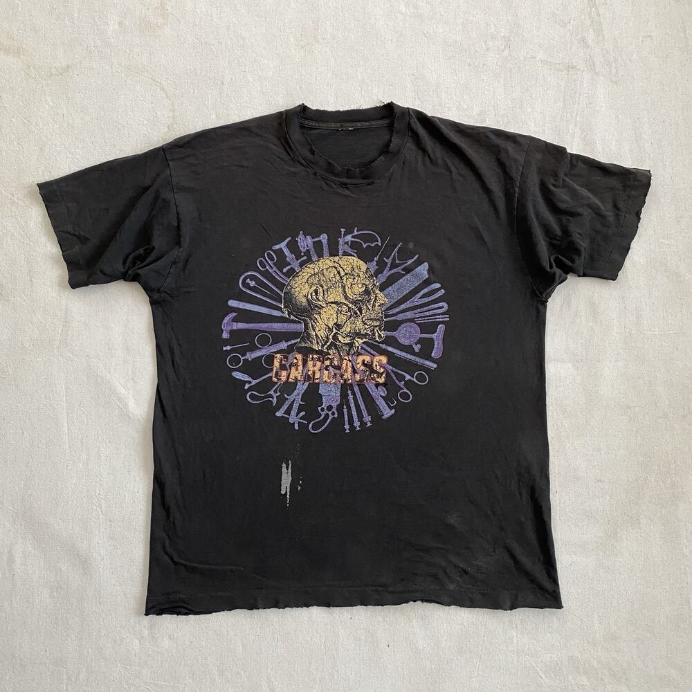 Vintage 90s Carcass Necroticism Death Metal Band Entombed Obituary T-Shirt XL